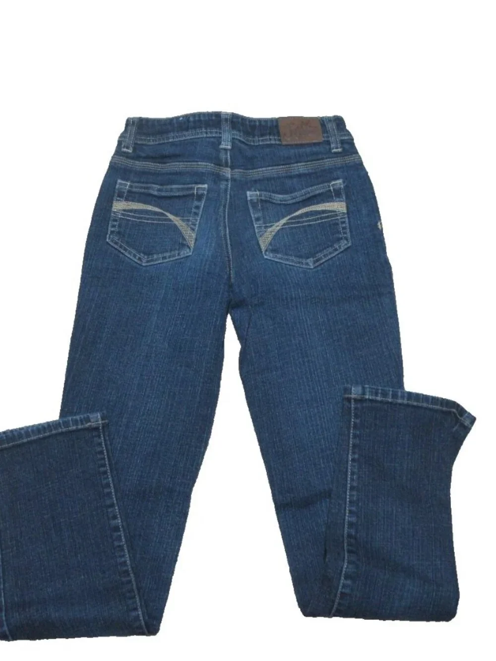 justice girls dark denim blue jeans straight leg sz 12R zipper Button